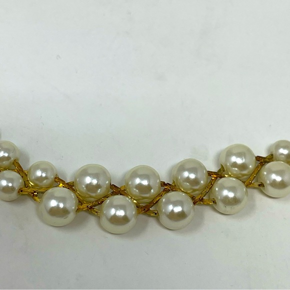 Braided 20” chain and faux pearl necklace. - Picture 2 of 5